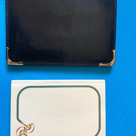 GUCCI Address/Phone Business Card Folio - VINTAGE 70s - RARE- Black Lizard - NEW - Picture 4 of 10